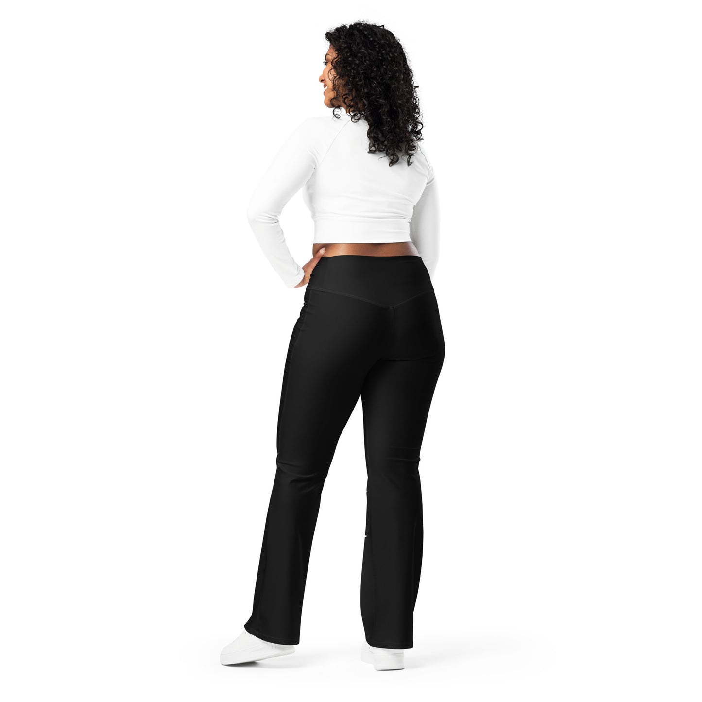 City Chic Flare Leggings in Classic Black with Mapple Leaf print