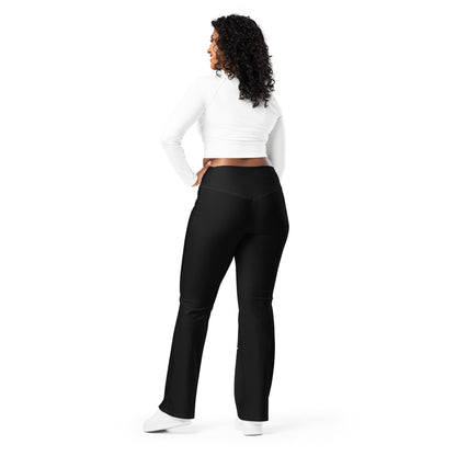 City Chic Flare Leggings in Classic Black with Mapple Leaf print