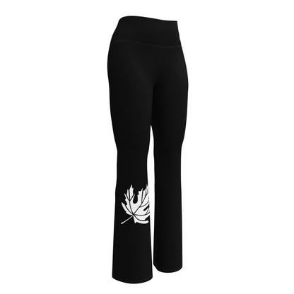 City Chic Flare Leggings in Classic Black with Mapple Leaf print