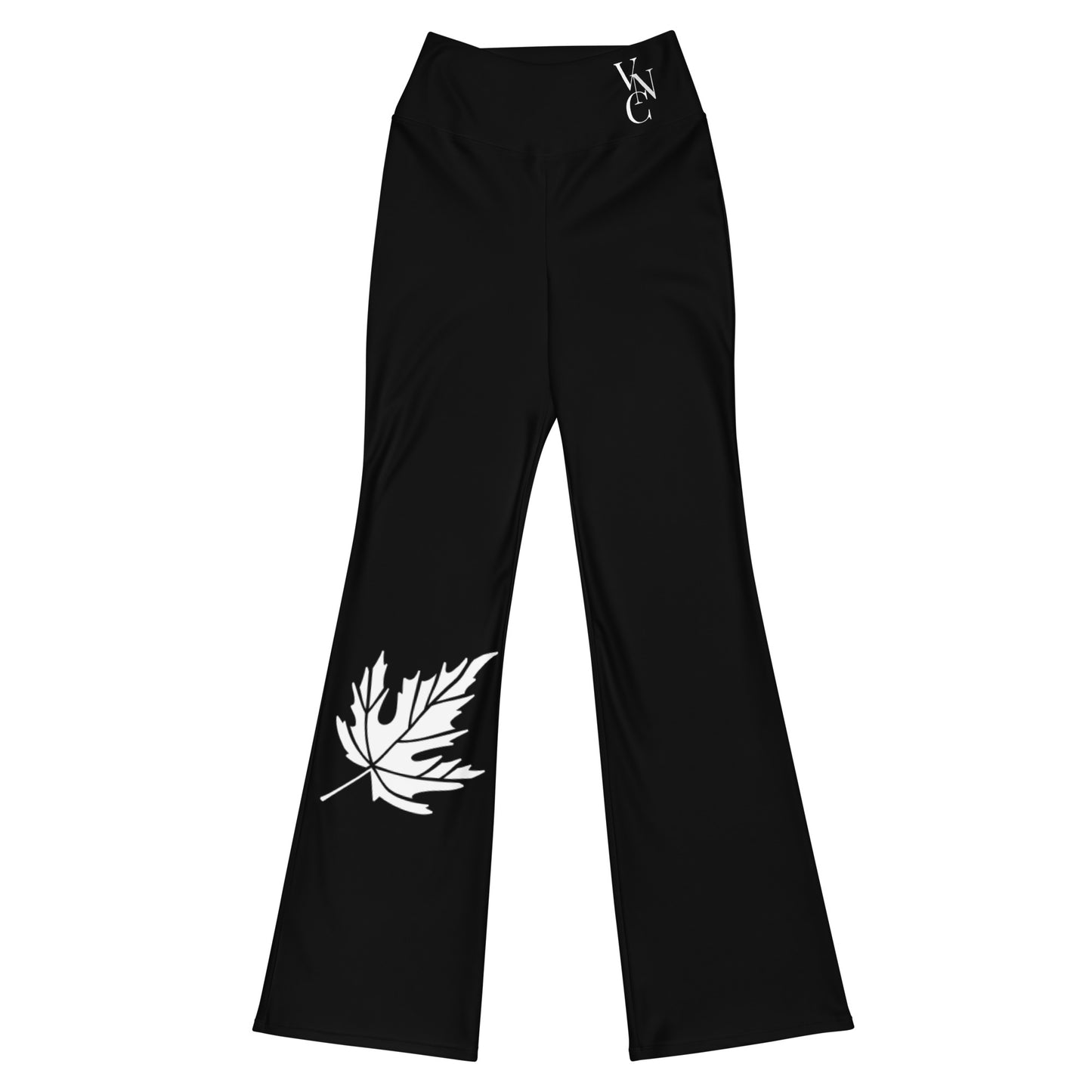 City Chic Flare Leggings in Classic Black with Mapple Leaf print