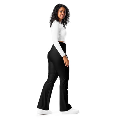 City Chic Flare Leggings in Classic Black with Mapple Leaf print